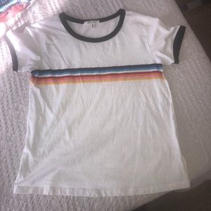 ring tee shirt with multicolored stripes